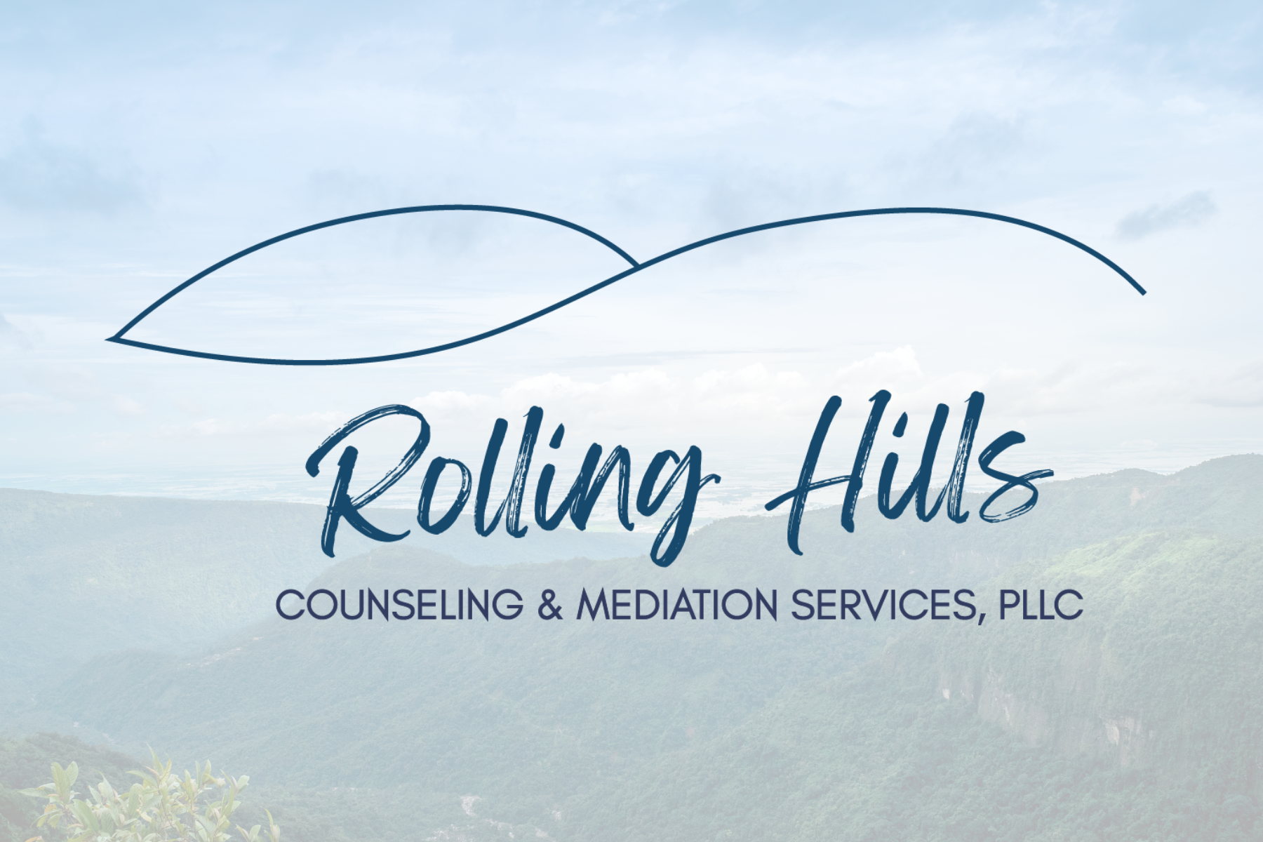 Rolling Hills Counseling & Mediation, PLLC Logo with Hills in Background