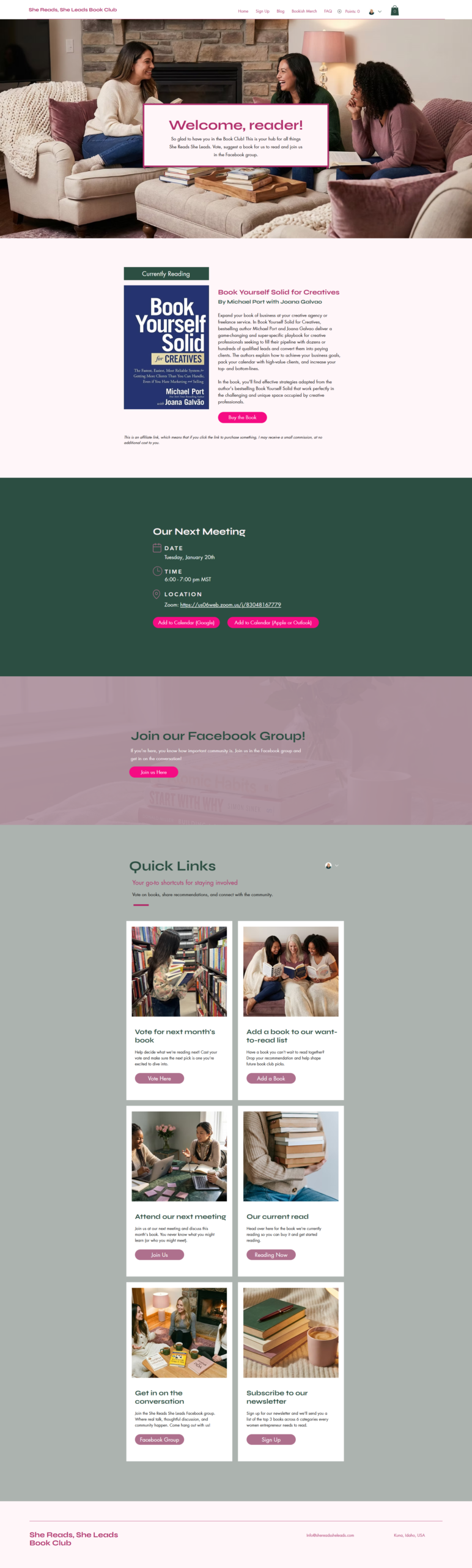 She Reads She Leads Member Home page